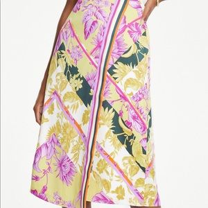 Tropical print foulard scarf print wrap skirt